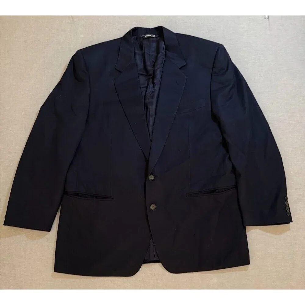Canali Milano Blazer‎ Jacket Adult 52 Blue Wool Two Button Long Sleeve Italy.